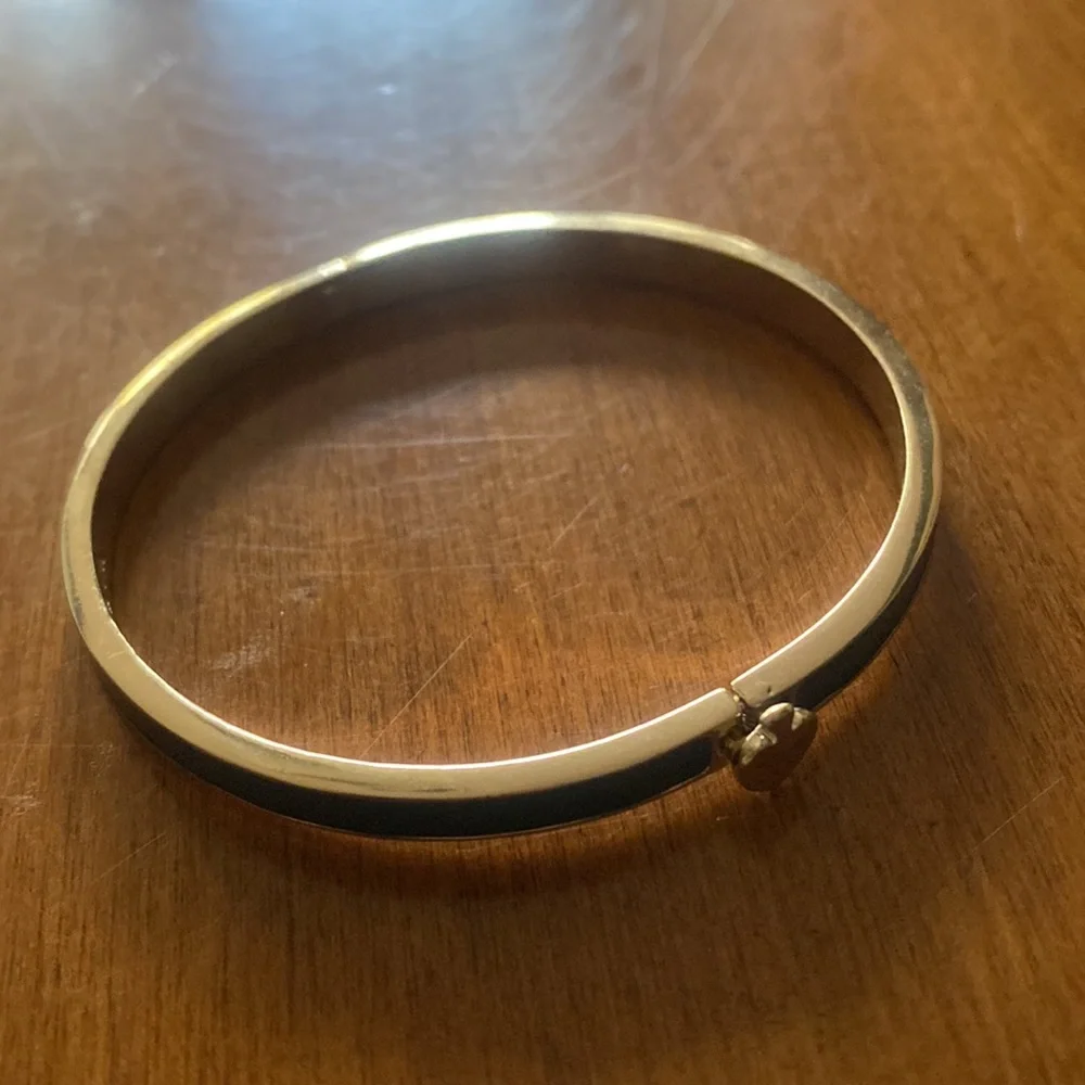 kate spade Gold and Black Enamel Heart Hinge Bracelet